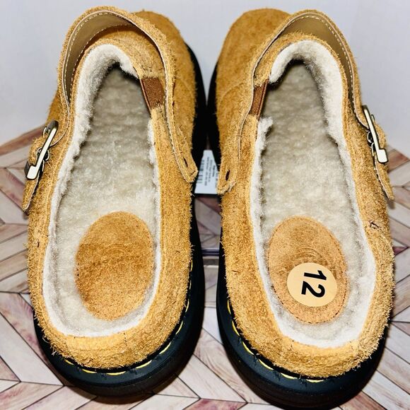 Dr Martens Isham Faux Shearling Suede Slingback Mule M 11 L 12 Pecan Brown Hairy - Picture 9 of 9